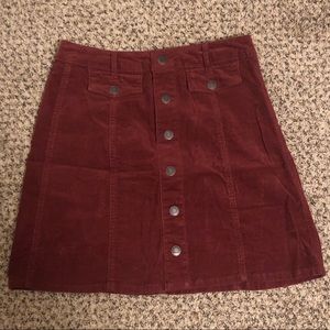 Maroon Corduroy High Waisted Pencil Skirt